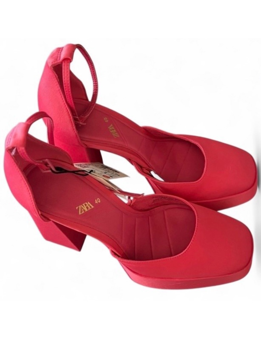 Zara Satin Platform Heels Hot Pink BN
